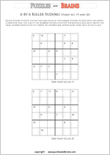 printable 6 by 6 challenging level math Sudoku puzzles for kids