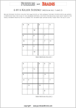 printable 6 by 6 medium level math Sudoku puzzles for kids