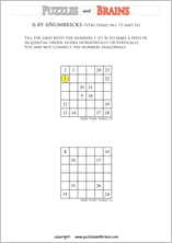 printable 6 by 6 very hard level Numbrix logic IQ puzzles