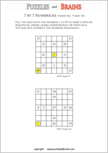 printable 7 by 7 difficult level Numbrix logic IQ puzzles