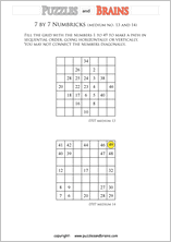 printable 7 by 7 medium level Numbrix logic IQ puzzles