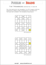 printable 7 by 7 medium level Numbrix logic IQ puzzles