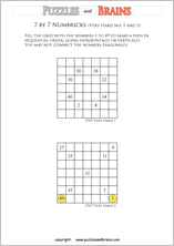 printable 7 by 7 very hard level Numbrix logic IQ puzzles