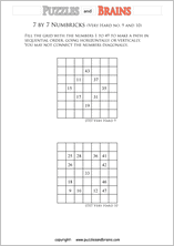 printable 7 by 7 very hard level Numbrix logic IQ puzzles