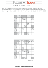 printable 8 by 8 math Kakuro puzzles for young and old math students