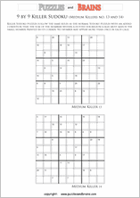printable 9 by 9 medium level math Sudoku puzzles for kids