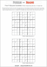 printable 9 by 9 difficult level math Sudoku puzzles for kids