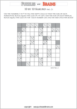 printable 10 by 10 math Kakuro puzzles for young and old math students