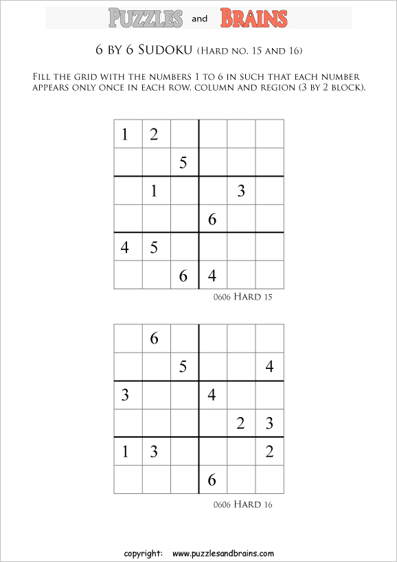 Printable hard level Sudoku puzzles for kids, beginners and profs.