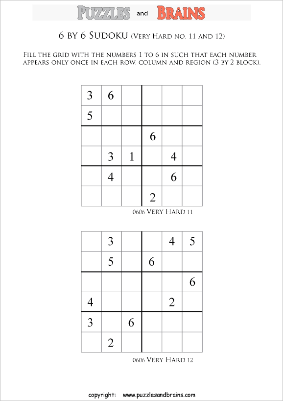 Printable very hard level Sudoku puzzles for kids, beginners and profs.