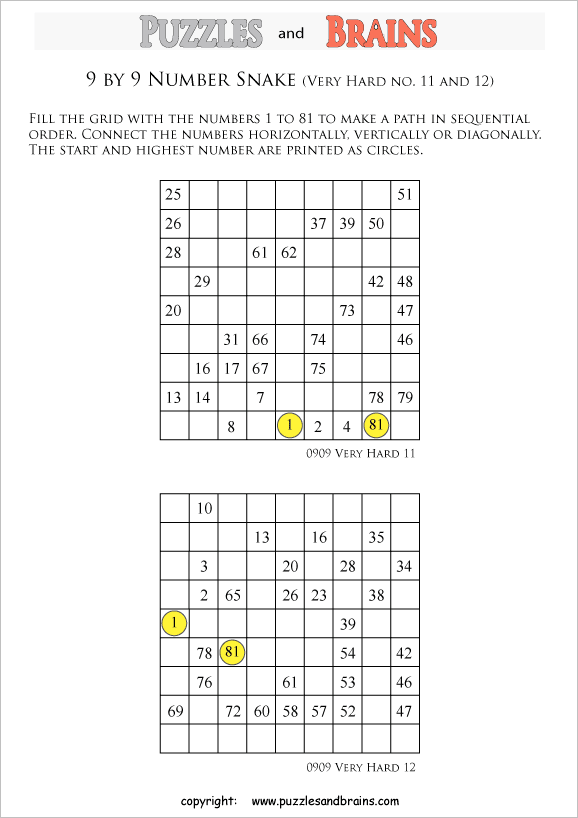 printable very difficult level 9 by 9 grid hidato number