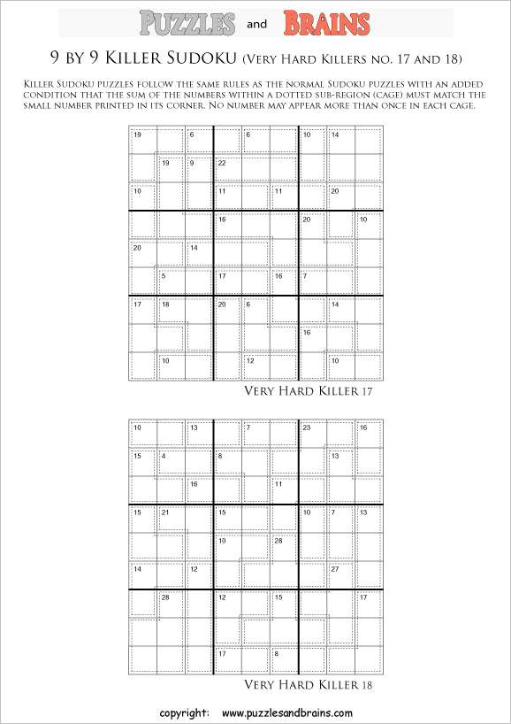 printable 9 by 9 difficult level math Sudoku puzzles for kids