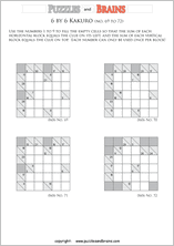 printable 6 by 6 math Kakuro puzzles for young and old math students