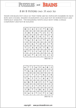 printable 8 by 8 Hitori logic puzzles that will boost your IQ