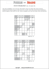 printable 8 by 8 math Kakuro puzzles for young and old math students