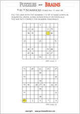 printable 9 by 9 difficult level Numbrix logic IQ puzzles