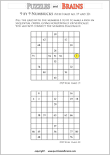 printable 9 by 9 very hard level Numbrix logic IQ puzzles