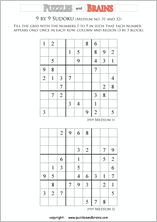 printable medium level 9 by 9  Sudoku puzzles