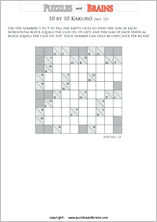 printable 10 by 10 math Kakuro puzzles for young and old math students