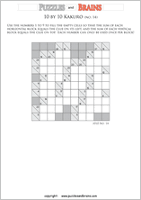 printable 10 by 10 math Kakuro puzzles for young and old math students