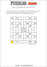 printable 10 by 10 very hard level Numbrix logic IQ puzzles