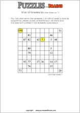 printable 10 by 10 very hard level Numbrix logic IQ puzzles