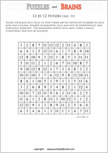 printable 12 by 12 Hitori logic puzzles that will boost your IQ