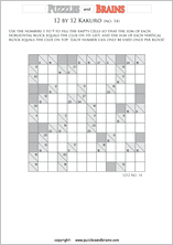 printable 12 by 12 math Kakuro puzzles for young and old math students